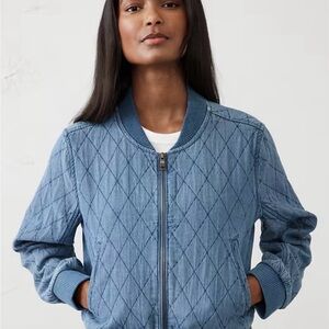 Banana Republic Quilted Blue Bomber Jacket
